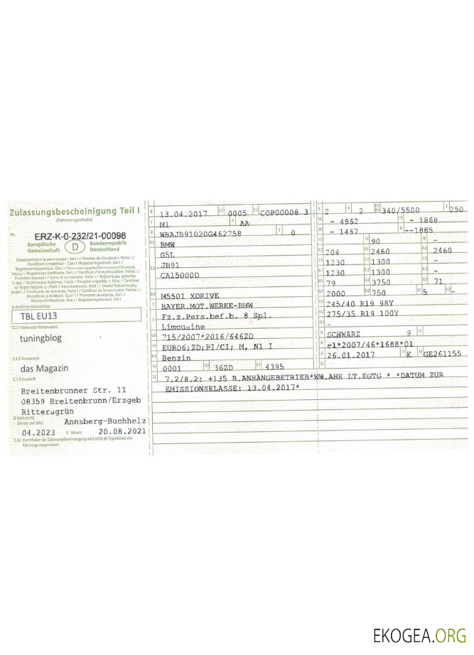 Certificat d'immatriculation allemand version 2